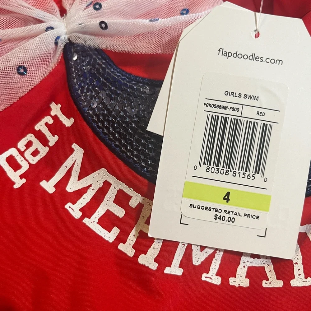 Flapdoodles Girls Swim Top Shirt Size 4 NWT